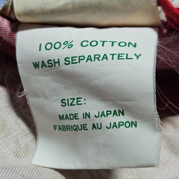 Vintage Red Kimono Robe Japanese Geisha Print Gold Accent Tie Belt Made In Japan - Picture 7 of 7